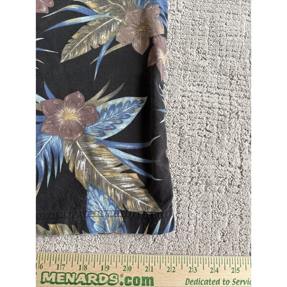 Cactus Black Label Hawaiian Shirt Men’s Med Black Blue Floral Tropical Button Up - Picture 11 of 13